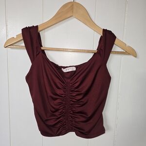 Ruched Burgundy Women’s Tank Top